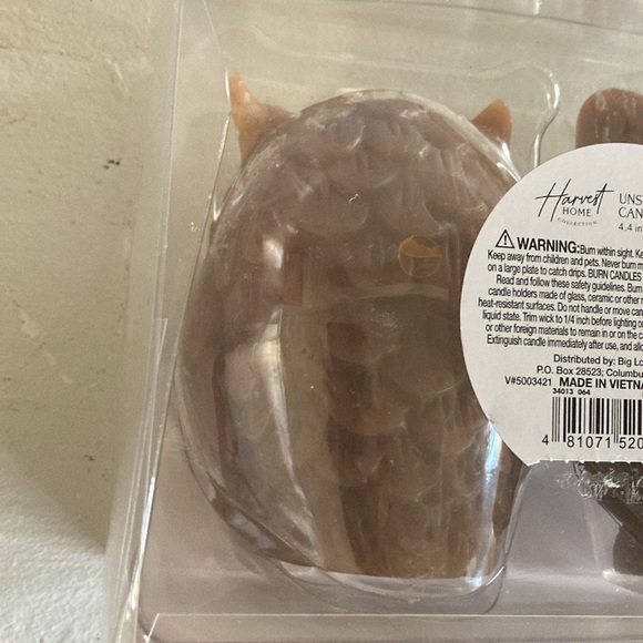BNIB- 4.7"- Hand Carved- Unscented- 2 Pack- Brown Owl Figural Candles Decor Set - Picture 14 of 17